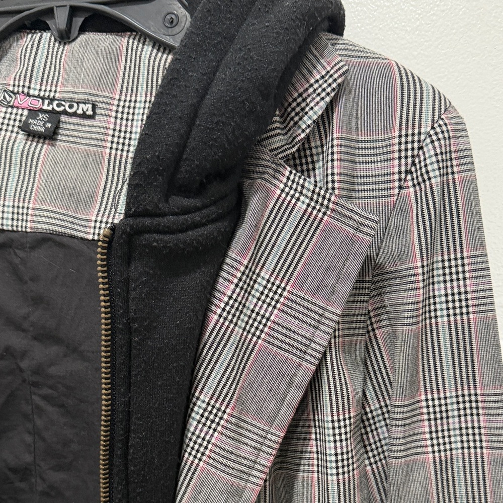 Volcom Gray Plaid Hooded Jacket - Picture 3 of 8